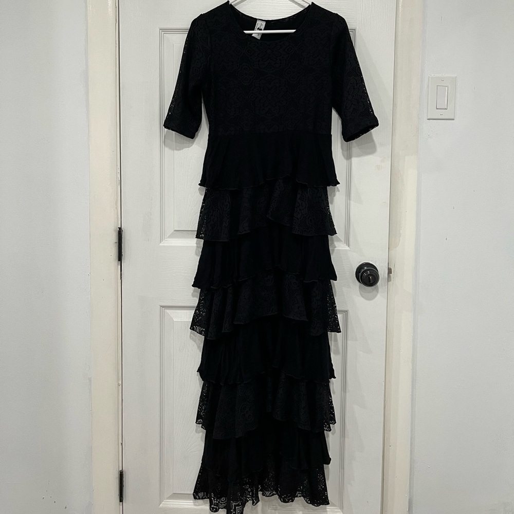 COPY - Black Dainty Jewels Ruffle Dress